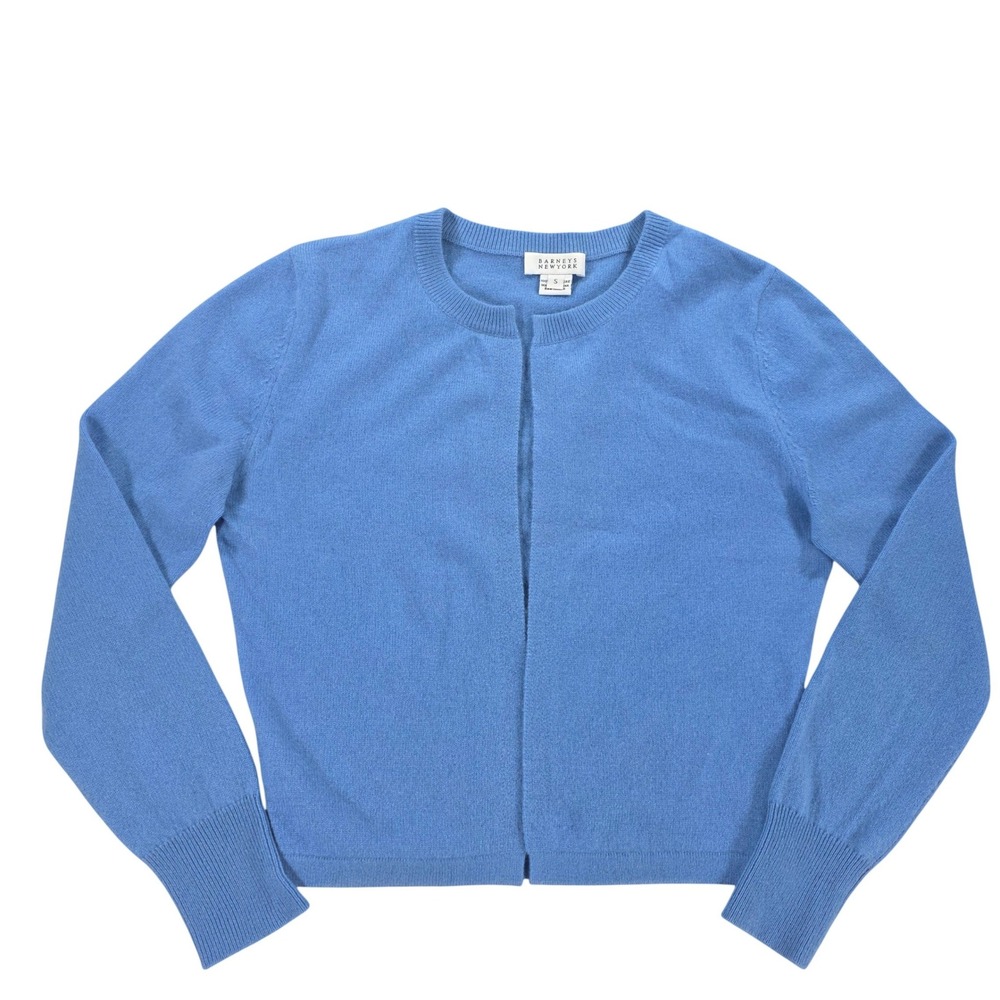 Barneys New York 100% Cashmere Open Front Cardigan Blue S Womens Luxury Sweater